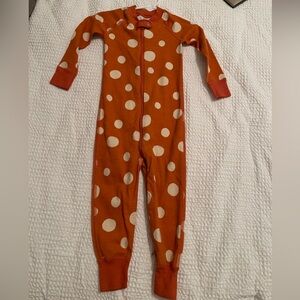 Hanna Andersson Orange and White Polka Dot Mushroom Sleeper With Hat